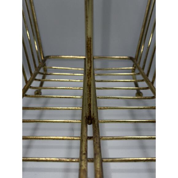 MCM Gold Tone Metal Magazine Rack - 15” H X 16 L X 9” W (approximately) - Picture 6 of 16